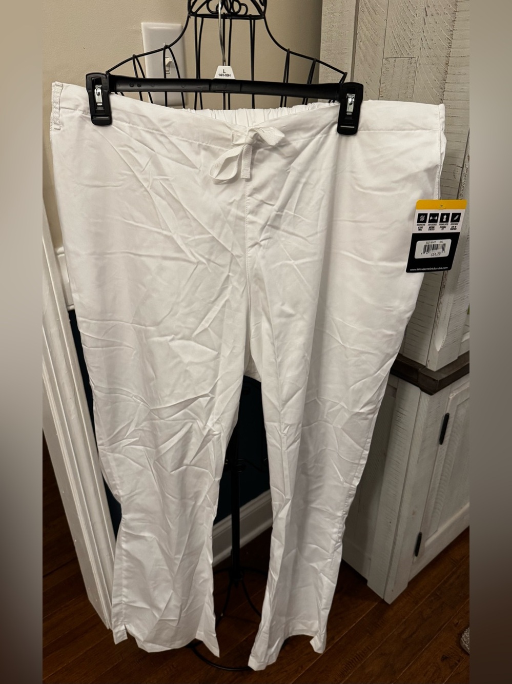 New Wonderwink Wonderwork White Women Flare Scrub Pants 2X 2XL 502
